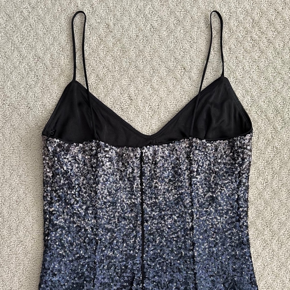 Laundry By Shelli Segal Black/Blue Ombre Sequin Cocktail Slip Dress 12 Sexy NWT - Picture 8 of 12